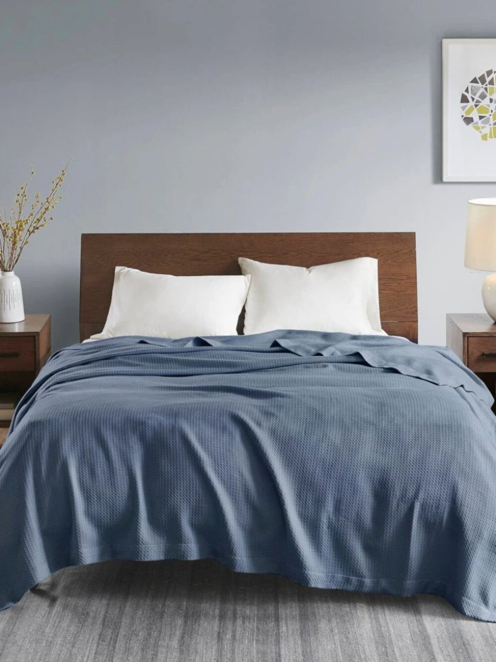 Madison Park Egyptian Cotton King Blanket Blue (MP51N-6430)